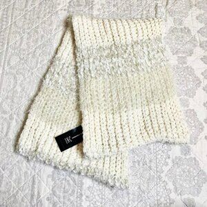NWT INC Cream Silver Stripe Chunky Infinity Scarf